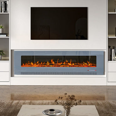 72 inch Wall Mounted Electric Fireplaces With Remote Control 9 Flame Colours Heater Wall Mounted Fireplaces Living and Home Grey