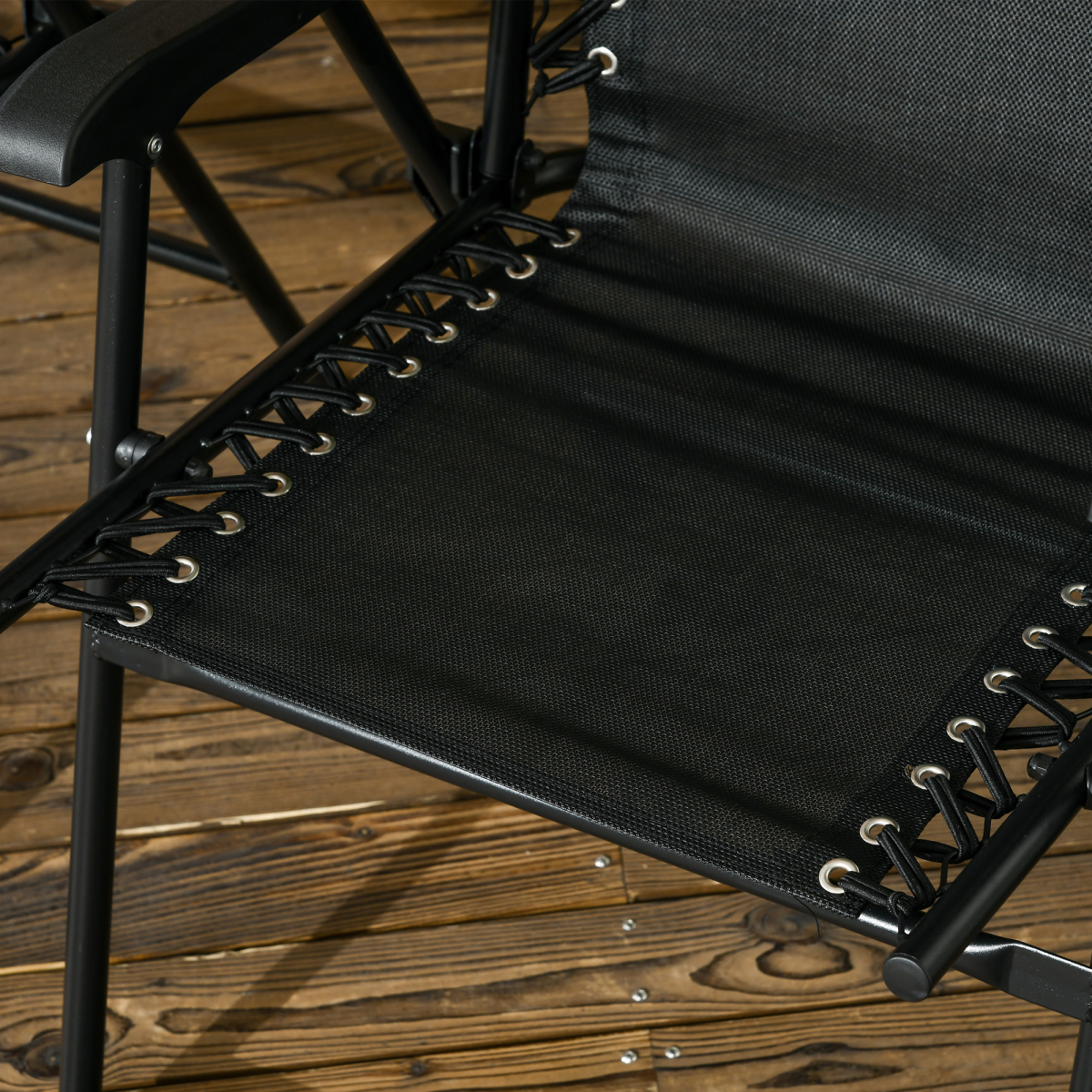 Esterno 2Pcs Outdoor Patio Folding Chairs, Portable Garden Loungers Black
