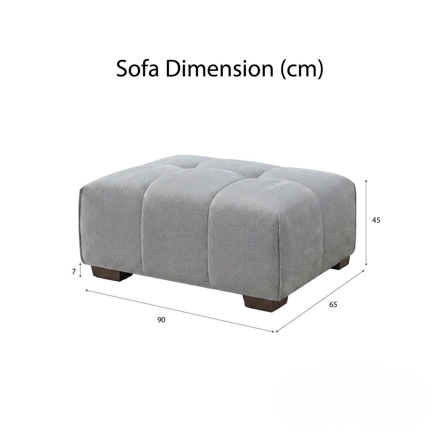 ALUXO Leonard Modular Footstool In Cloudy Grey Boucle Fabric