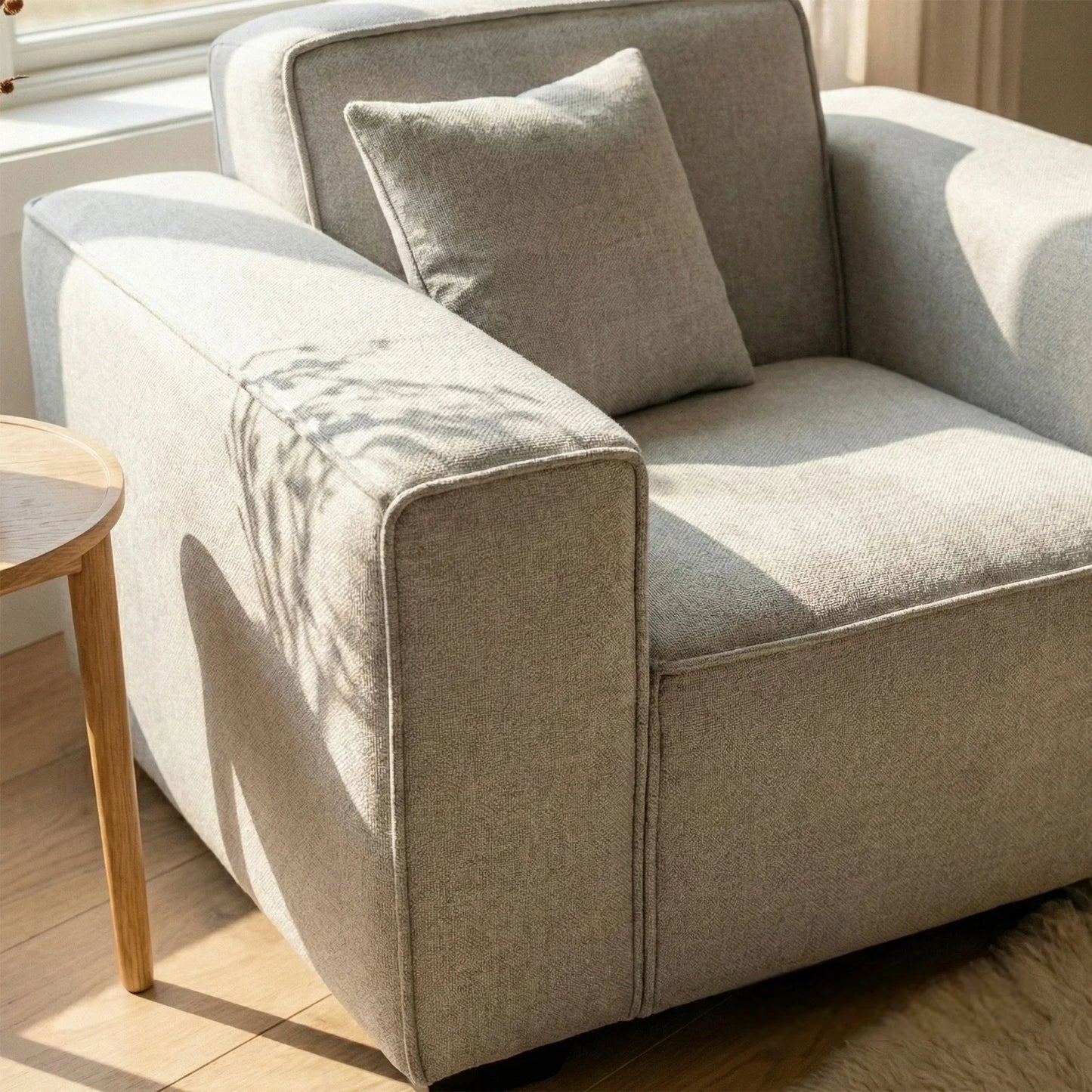 ALUXO Dakota Modular Armchair In Pebble Grey Boucle Fabric