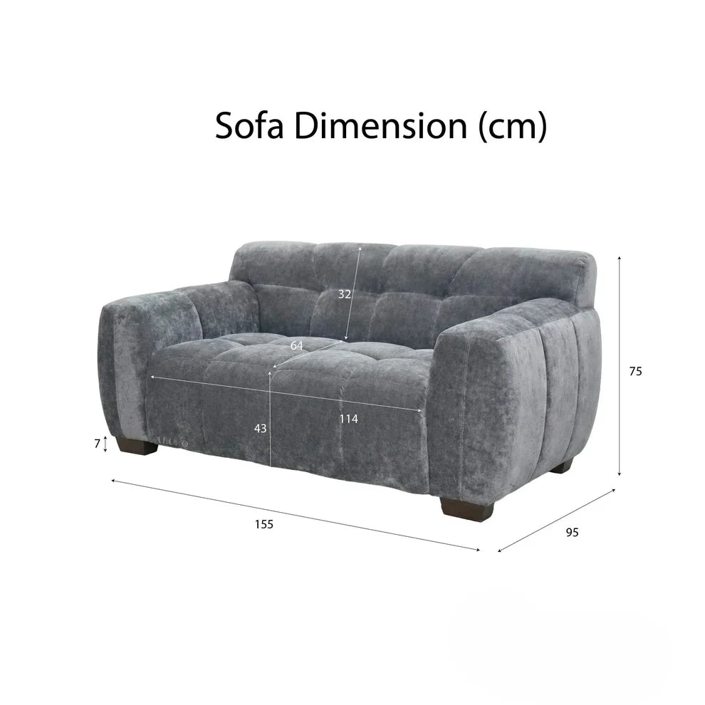 ALUXO Harlem Deep Channel Stitched 2 Seater Sofa In Cocoa Chocolate Mermaid Velvet