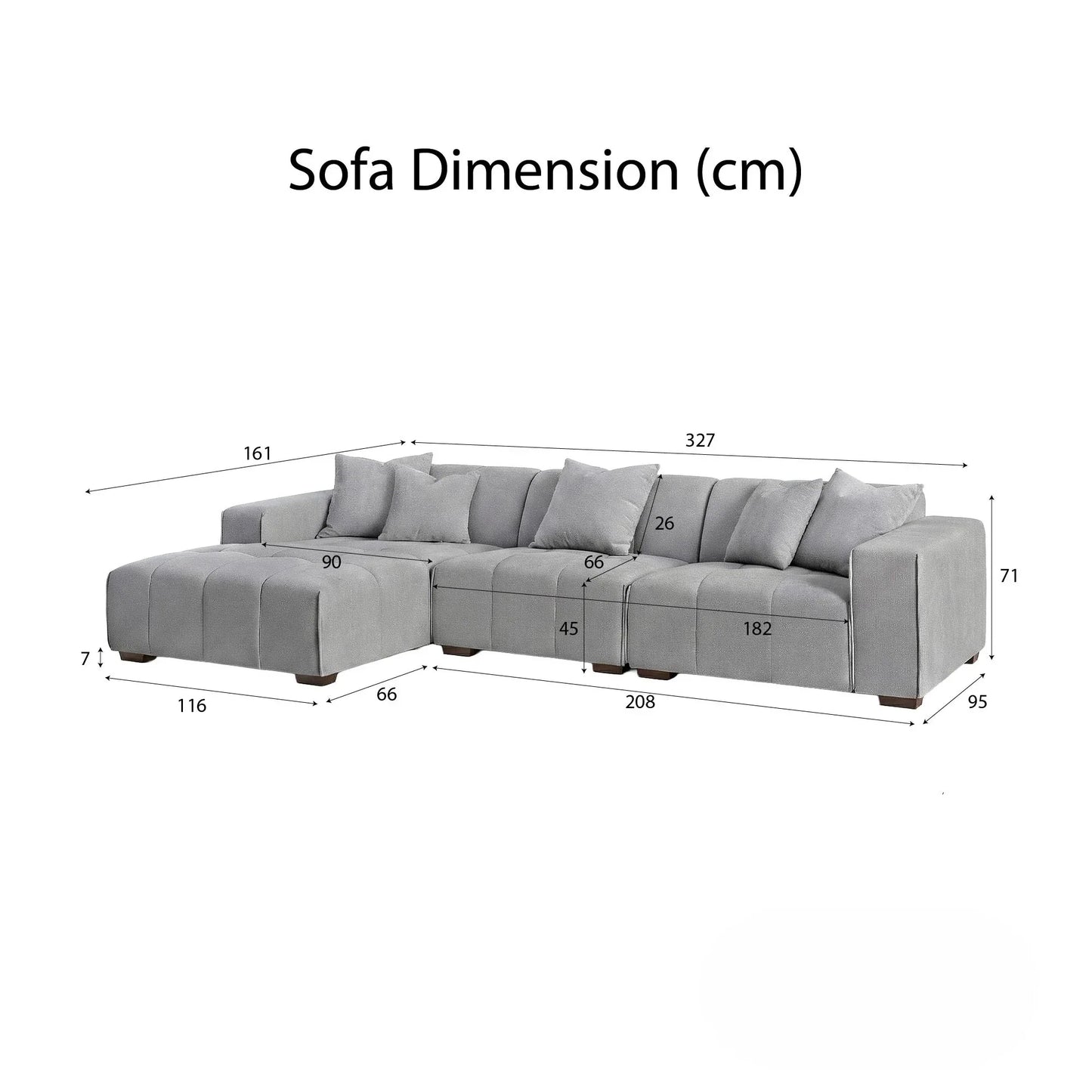 ALUXO Leonard Left Hand Facing Corner Sofa In Cloudy Grey Boucle Fabric