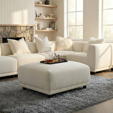 ALUXO Lottie Modular Footstool In Polar White Boucle Fabric