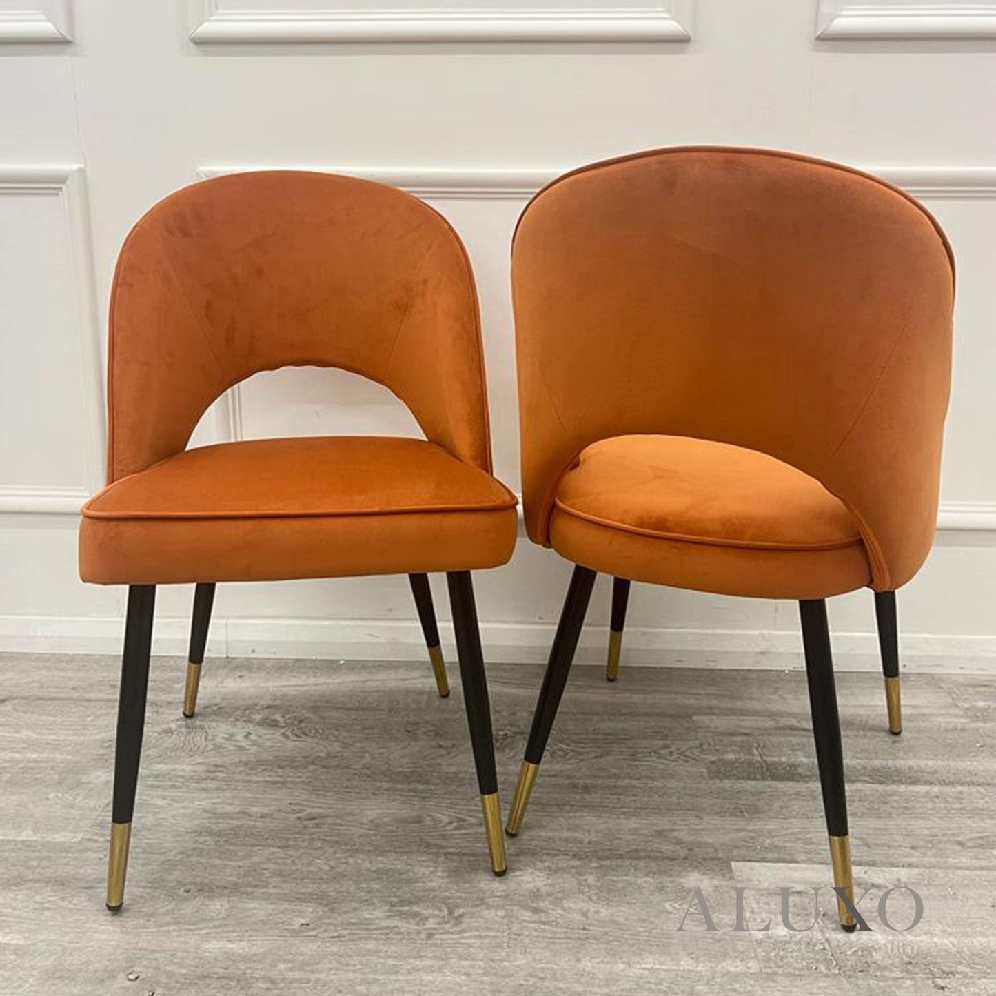 Vittoria 1.8m Slimline Gold Dining Set – White Sintered Stone Table with 4/6/8 Bjorn Velvet Chairs