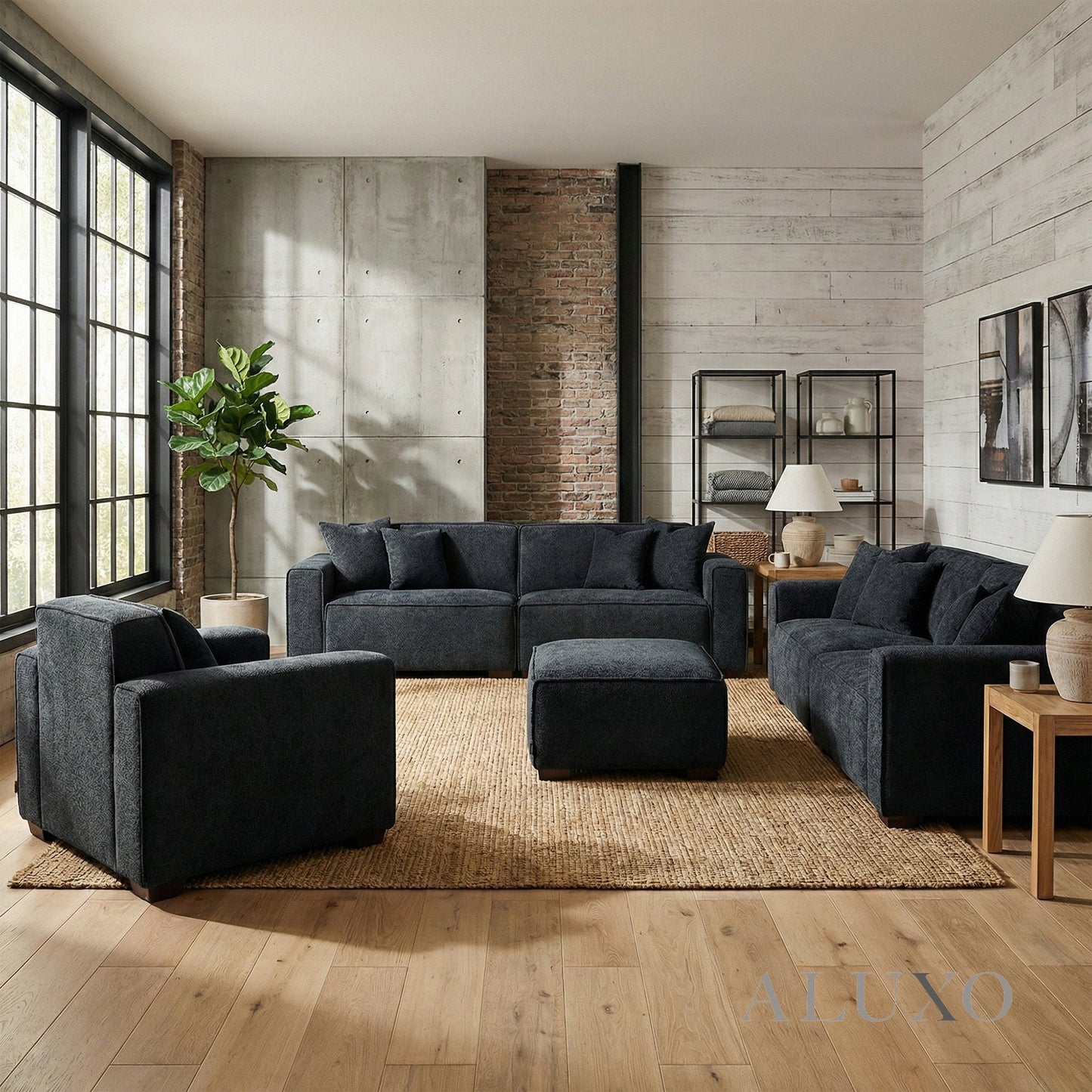 Dakota Armchair – Midnight Black Bouclé | Feather-Filled Accent Chair