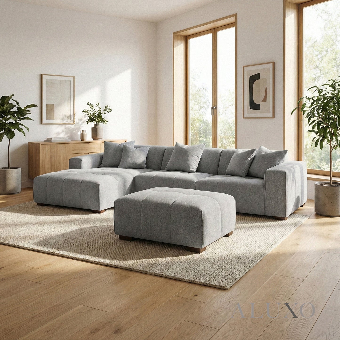 Leonard Left Hand Facing (LHF) Corner Sofa – Cloudy Grey Bouclé