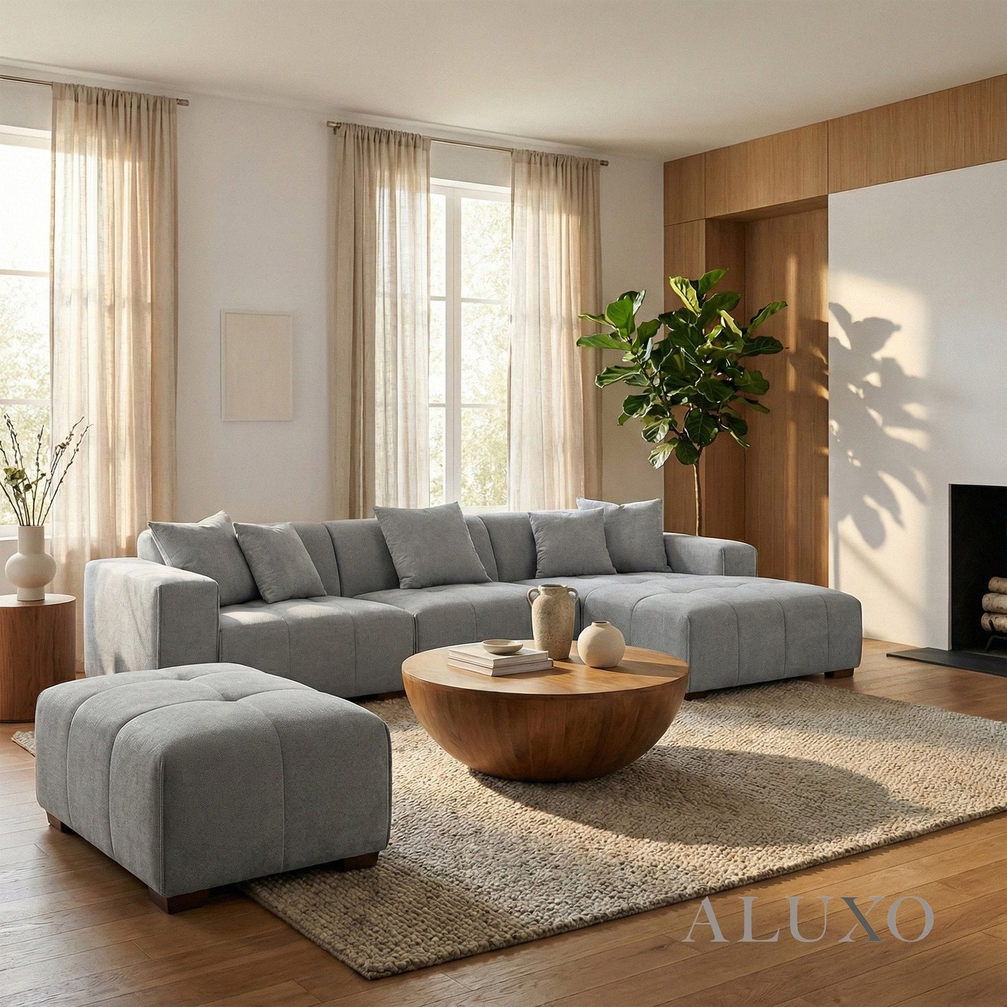 Leonard Right Hand Facing (RHF) Corner Sofa – Cloudy Grey Bouclé