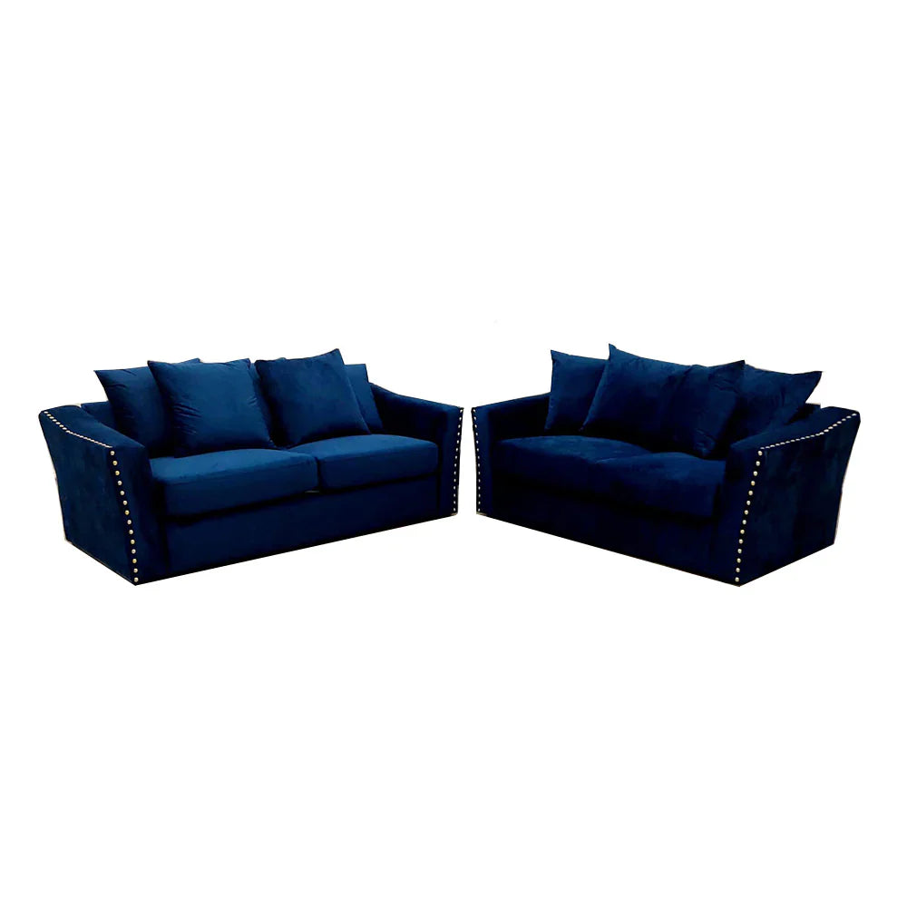 Lincoln 3+2 Seater Sofa With Scatter Back Cushion In Pebble Grey Velvet Fabric