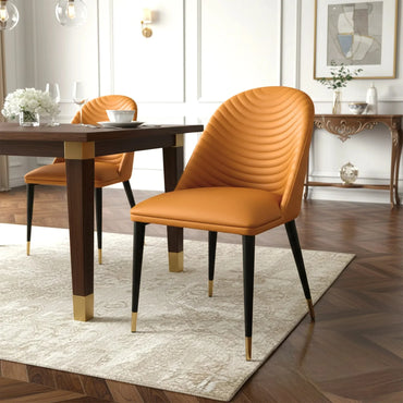 Luxury Arne Tan Leather Dining Chair With Faux Leather And Scandinavian Black Legs