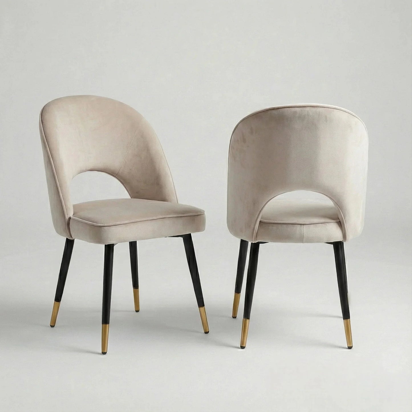 Luxury Bjorn Beige Velvet Dining Chairs With Gold Tip Legs And Scandinavian Modern