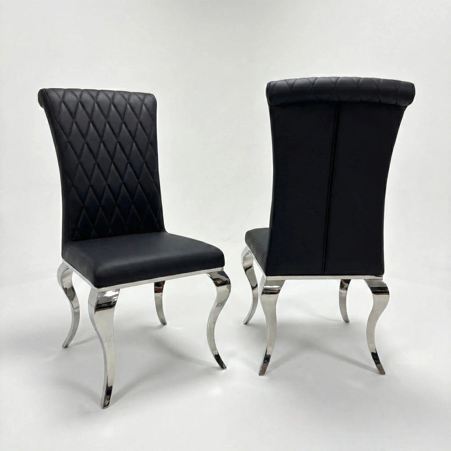 Luxury Lorens 1m Square Gold Black Marble Chrome Dining Set Table With 4 Niklas Leather Chairs