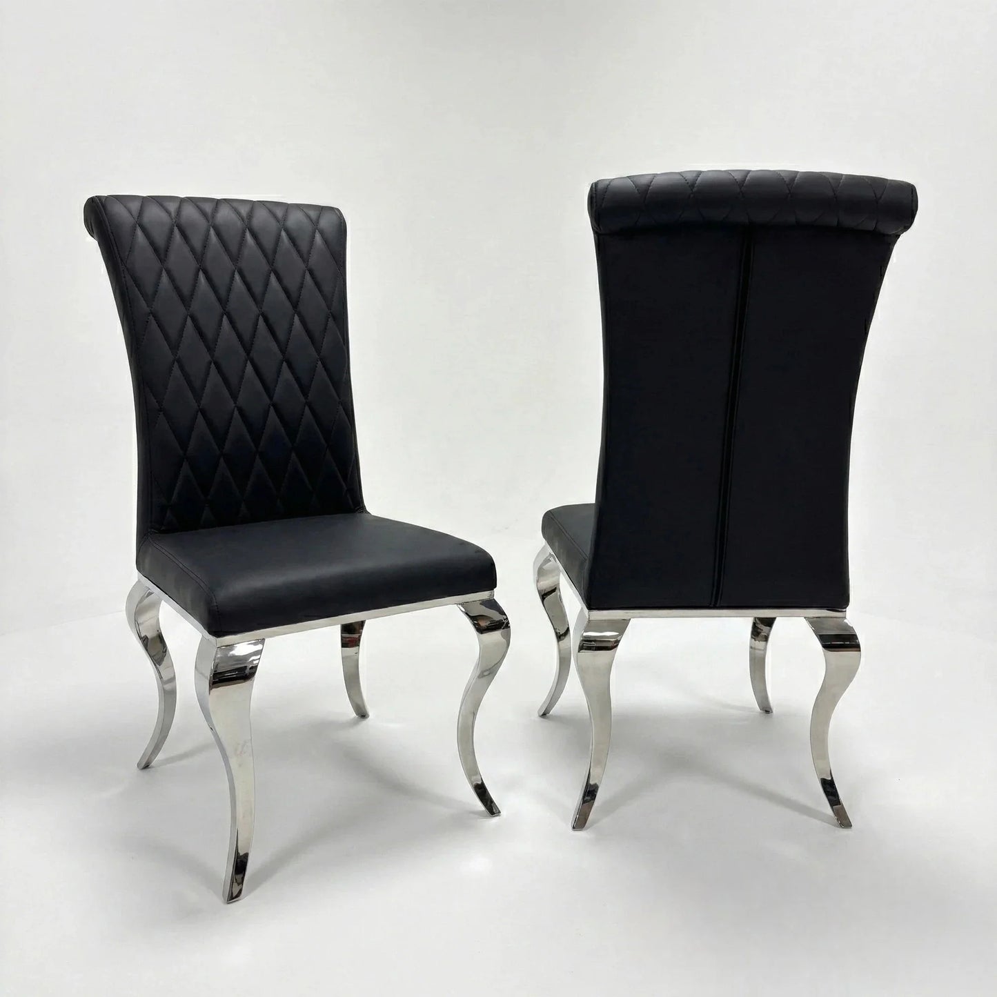 Luxury Valdemar 1.6m Black Sintered Stone Dining Set Chrome Pedestal Base With Niklas Leather Chairs