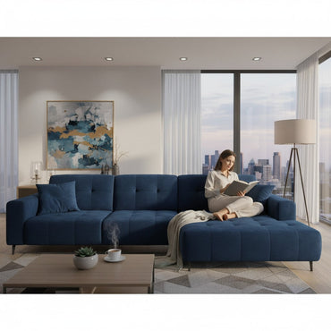 Oslo Open 2 Piece Plan Sofa In Marine Blue Velvet Fabric