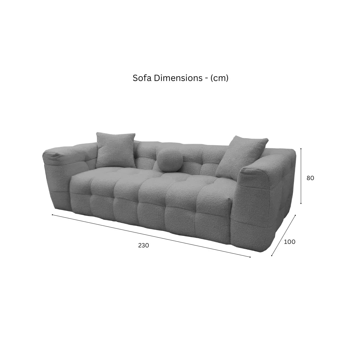 The Bubble 3 Seater Sofa In Grey Boucle Fabric