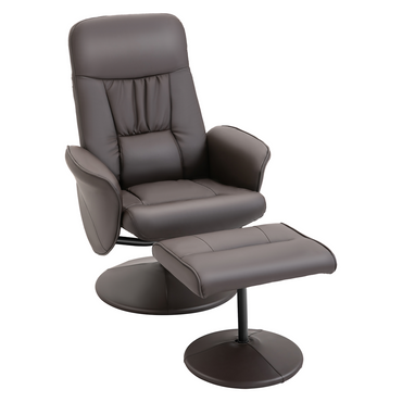Aurora PU Leather Armchair and Footrest Swivel Recliner w/ Ottoman