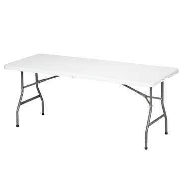 Esterno Folding Garden Table, Patio Table with Metal Frame, White