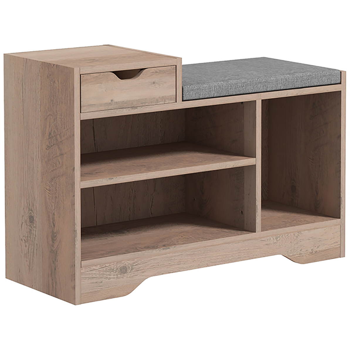 Aurora Upholstered Entryway Shoe Bench with Storage Drawer Distressed