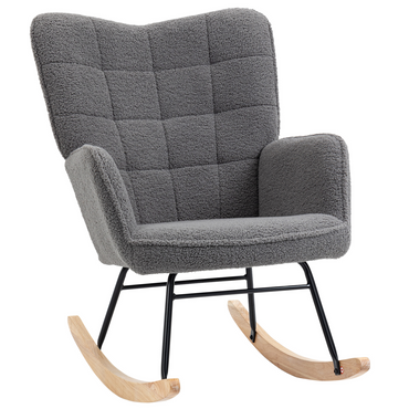 Aurora Wingback Rocking Chair for Nursing w/ Steel Frame