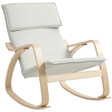 Aurora Comfortable Relax Rocking Chair with High Back, Cream White