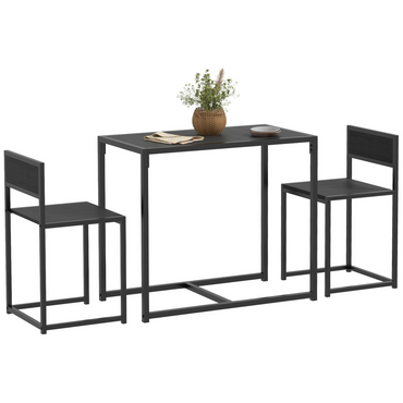 Aurora 3 Piece Dining Table Set with Metal Frame, Black