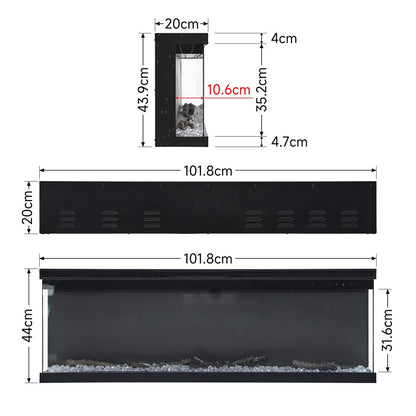 40/50/60/70/80/100-Inch 3-Sided Freestanding Electric Fireplace 12 Flame Colours and 5 Brightness Modes