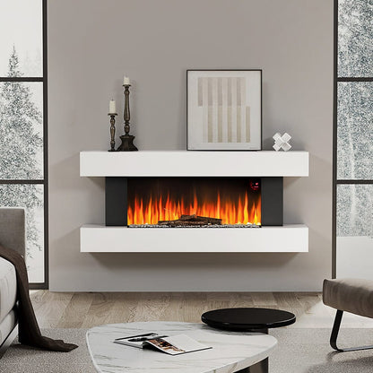 52 Inch Electric Fireplace Set 2000W Wall Mounted Heater Remote Control Fireplaces