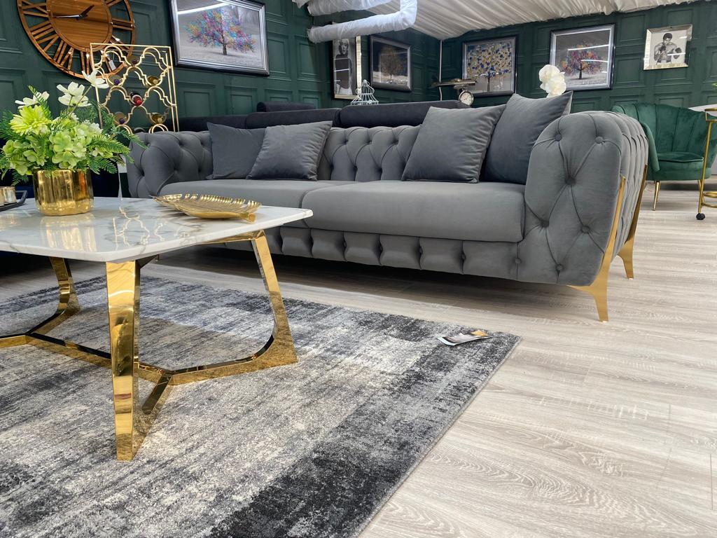 Alessio 3+2 Plush Velvet Sofa Gold Legs - 4 Colours