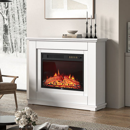 39 Inch Electric Freestanding Fireplaces White Wooden Mantel