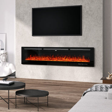 70/80/100 Inch Inset Electric Fireplace Built-In Heater with 9 Flame Colour