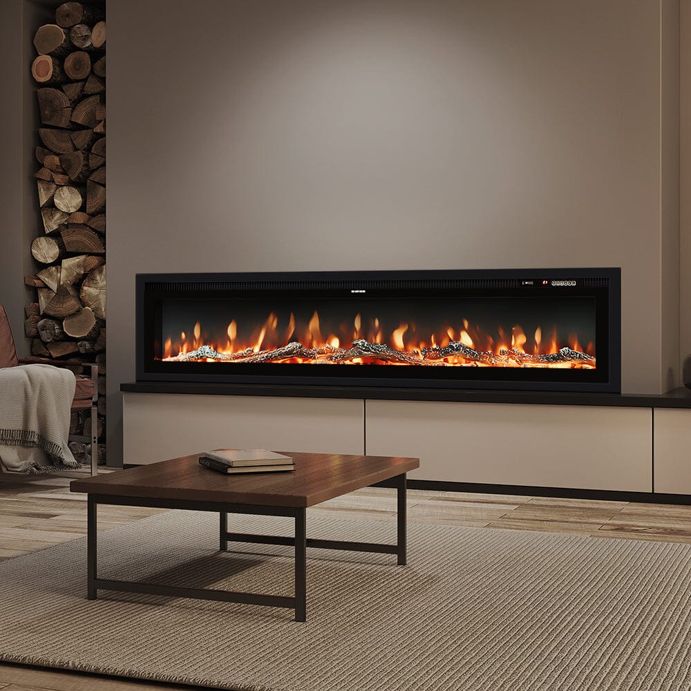 70/80/100 Inch Electric Fireplace with Remote 9 Flame Colours Freestanding Fireplaces