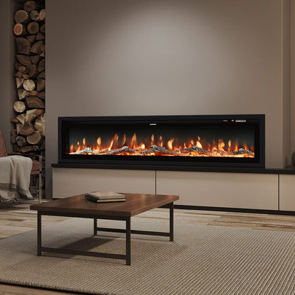 70/80/100 Inch Electric Fireplace with Remote 9 Flame Colours Freestanding Fireplaces