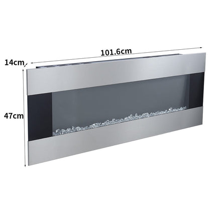 40 Inch Silver Electric Fireplace Wall Mounted Electric Fireplaces with Multi-color Flames