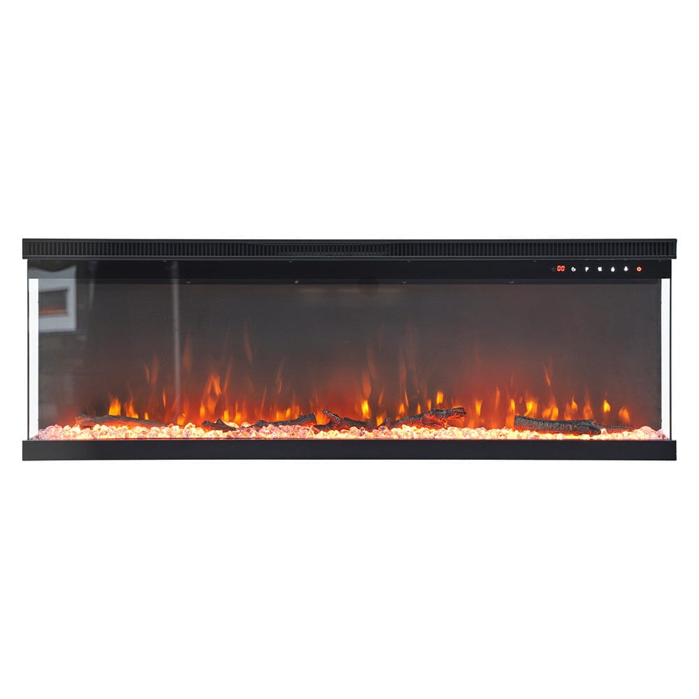 40/50/60/70/80/100-Inch 3-Sided Freestanding Electric Fireplace 12 Flame Colours and 5 Brightness Modes