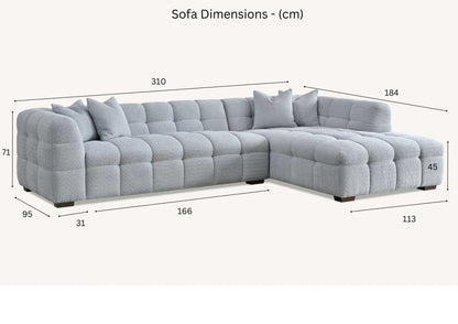 Tribeca Corner Group in Oatmeal Cream Boucle Fabric Sofa