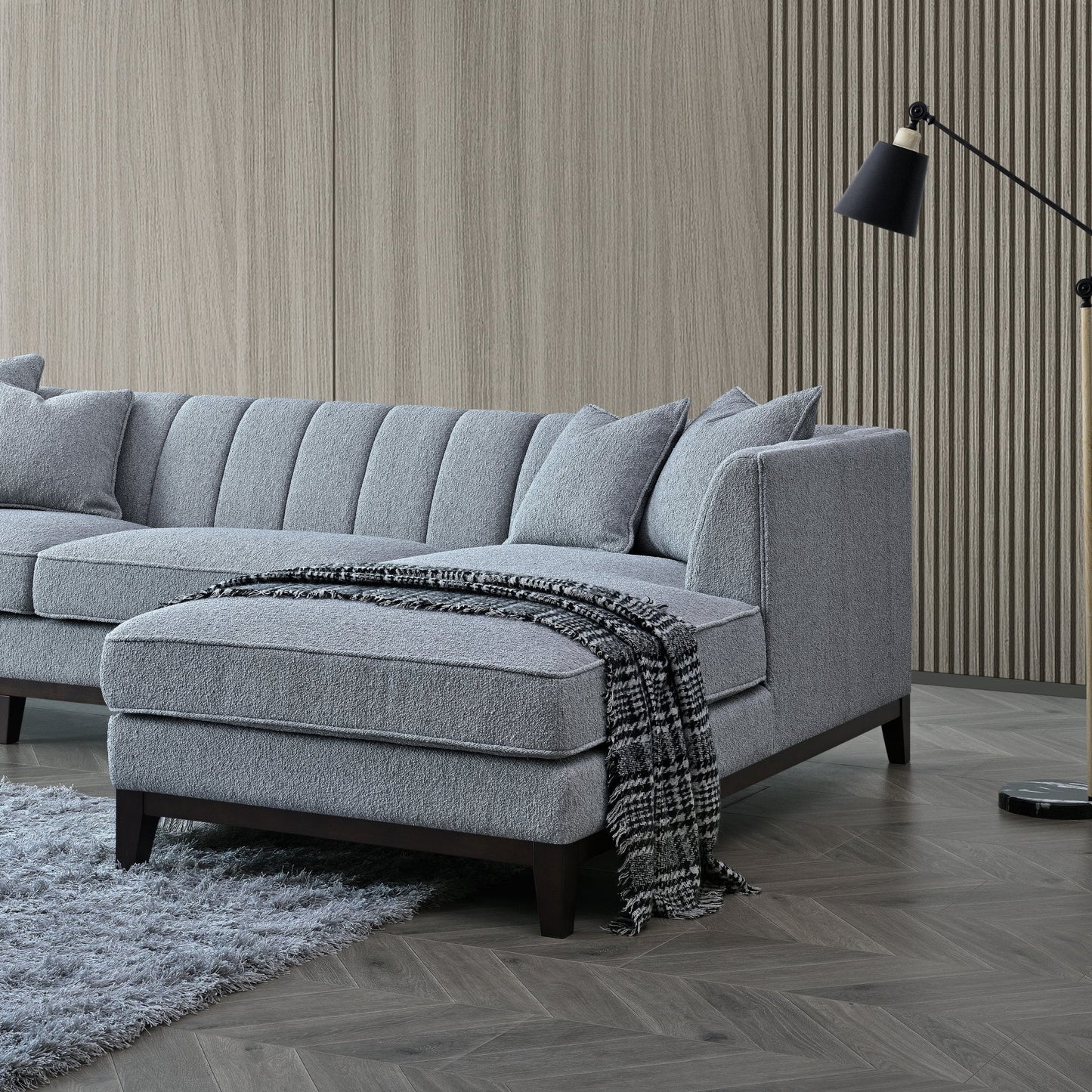 Cooper 3 Seater Dolphin Boucle Fabric Right Hand Corner Sofa