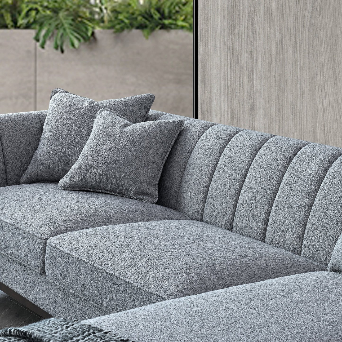 Cooper 3 Seater Dolphin Boucle Fabric Right Hand Corner Sofa