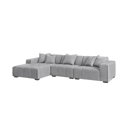 Leonard 3 Seater Cloudy Grey Boucle Fabric Left Hand Corner Sofa