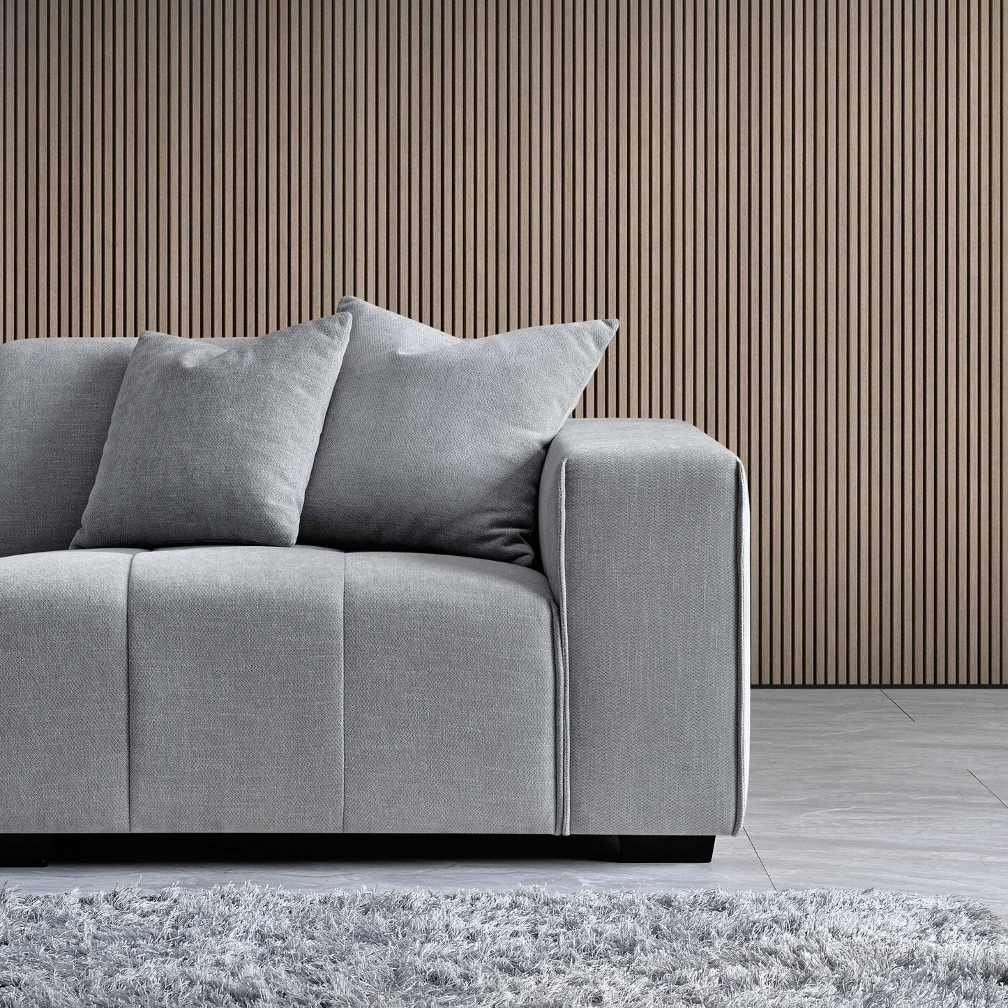 Leonard 3 Seater Cloudy Grey Boucle Fabric Left Hand Corner Sofa