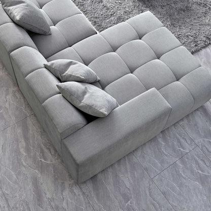 Leonard 3 Seater Cloudy Grey Boucle Fabric Left Hand Corner Sofa