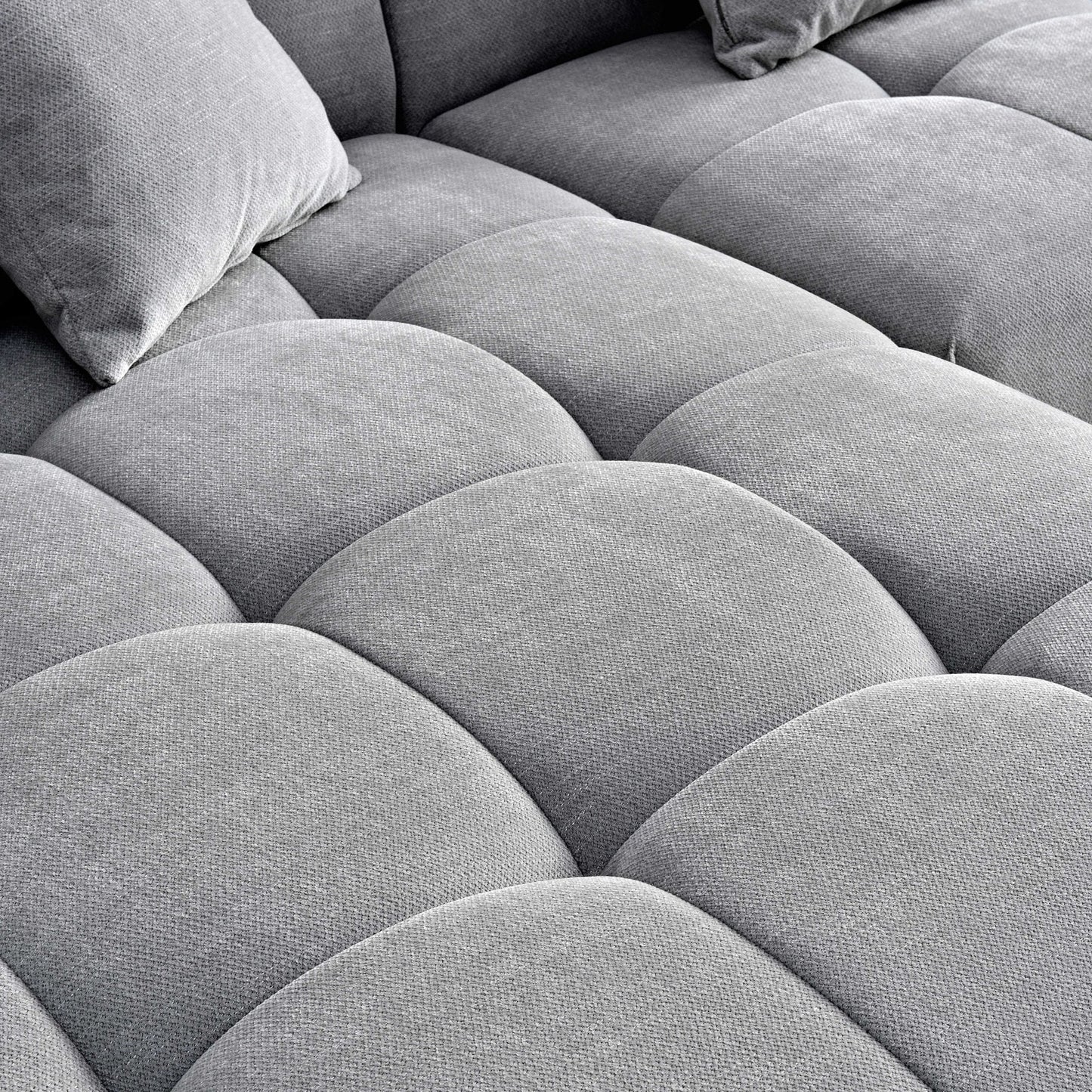 Leonard 3 Seater Cloudy Grey Boucle Fabric Left Hand Corner Sofa