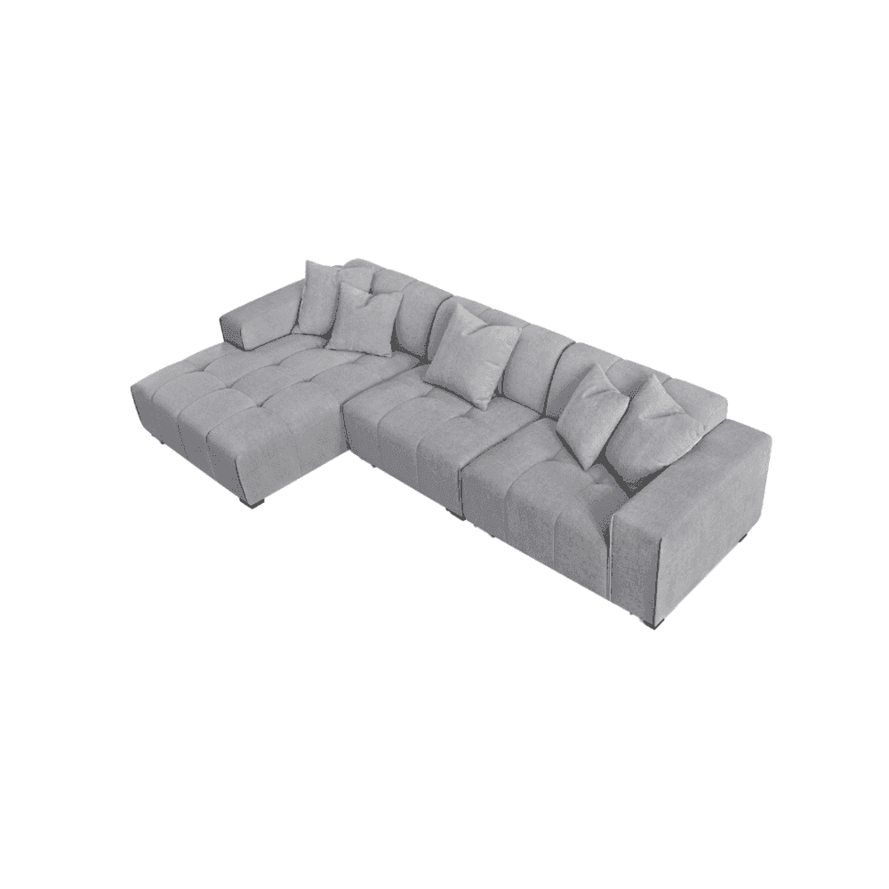 Leonard 3 Seater Cloudy Grey Boucle Fabric Left Hand Corner Sofa