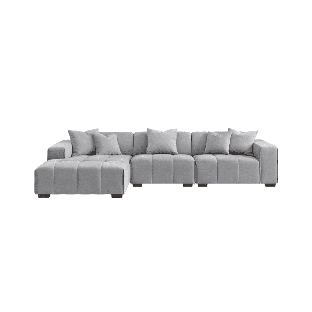 Leonard 3 Seater Cloudy Grey Boucle Fabric Left Hand Corner Sofa