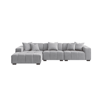 Leonard 3 Seater Cloudy Grey Boucle Fabric Left Hand Corner Sofa