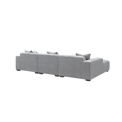 Leonard 3 Seater Cloudy Grey Boucle Fabric Left Hand Corner Sofa