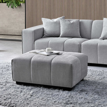 Leonard Cloudy Grey Boucle Fabric Ottoman
