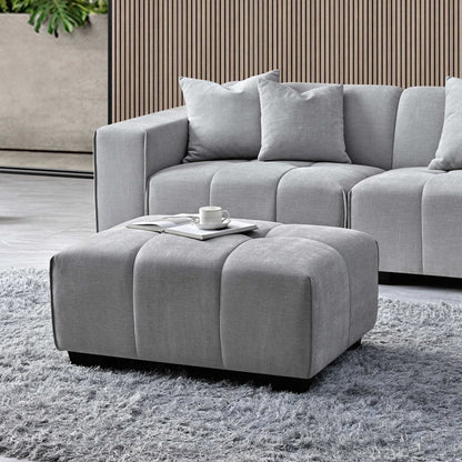 Leonard Cloudy Grey Boucle Fabric Ottoman