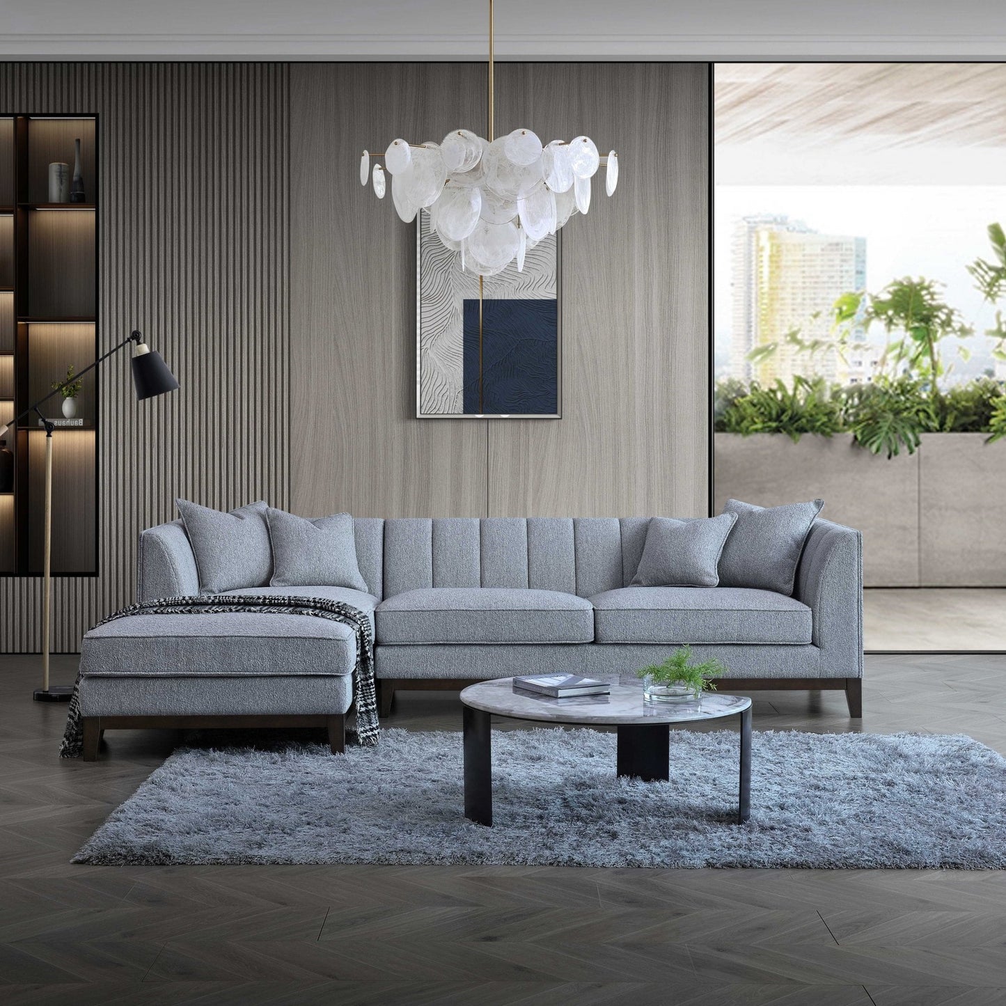 Cooper 3 Seater Dolphin Boucle Fabric Left Hand Corner Sofa
