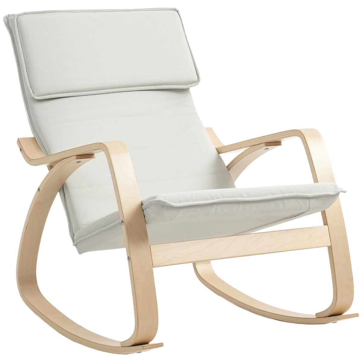 Aurora Comfortable Relax Rocking Chair with High Back, Cream White
