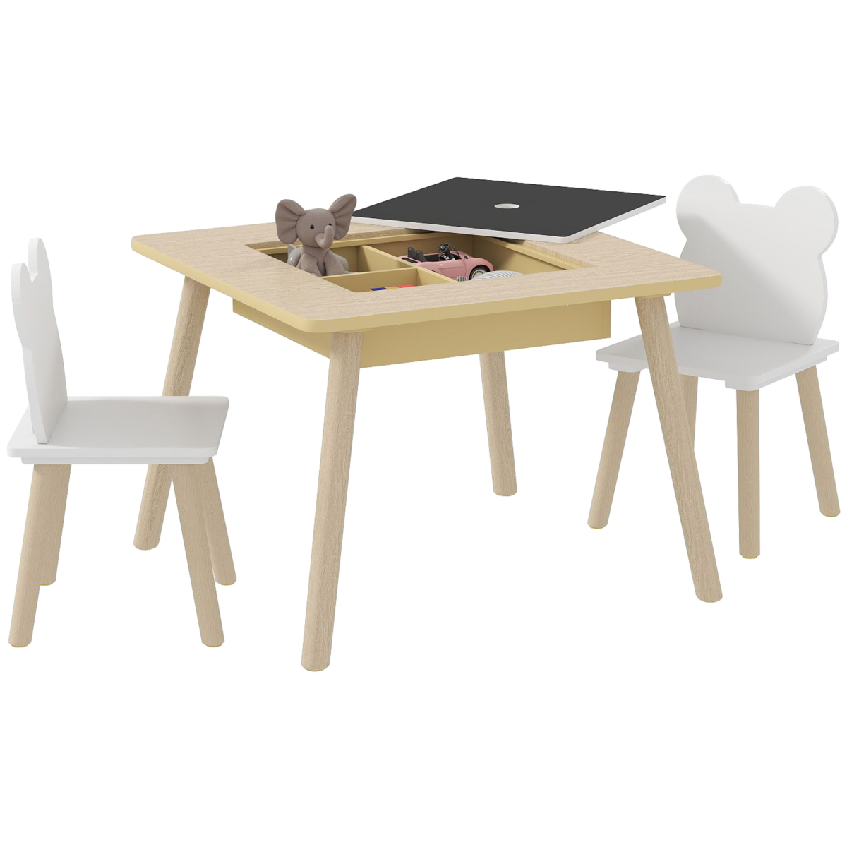 Bellaplay 3-Piece Toddler Table and Chairs Set for Nursery, Playroom