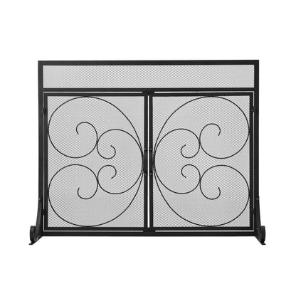 Smallbee Iron Fireplace Screen Black Powder-Coated – 89x25x71.5cm